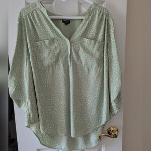 torrid Mint Polka Dot V-Neck Blouse